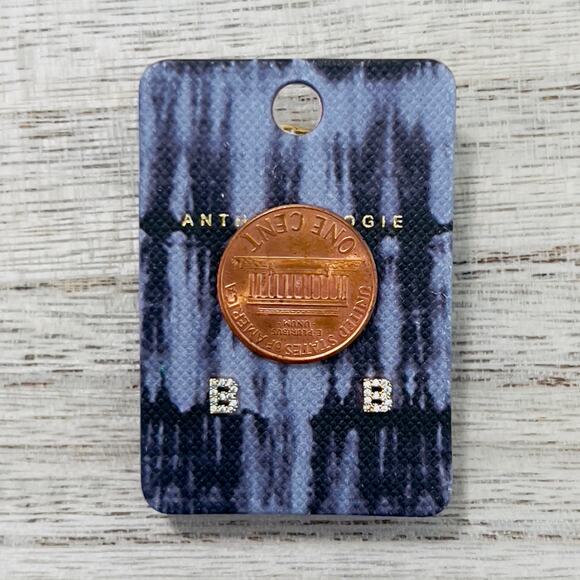 New Anthropology Paved Initial “B” Stud Earrings - Picture 2 of 3